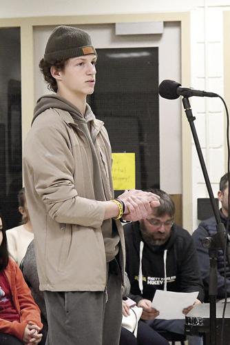 Conway School Board - hockey - Tucker Laughland speaking