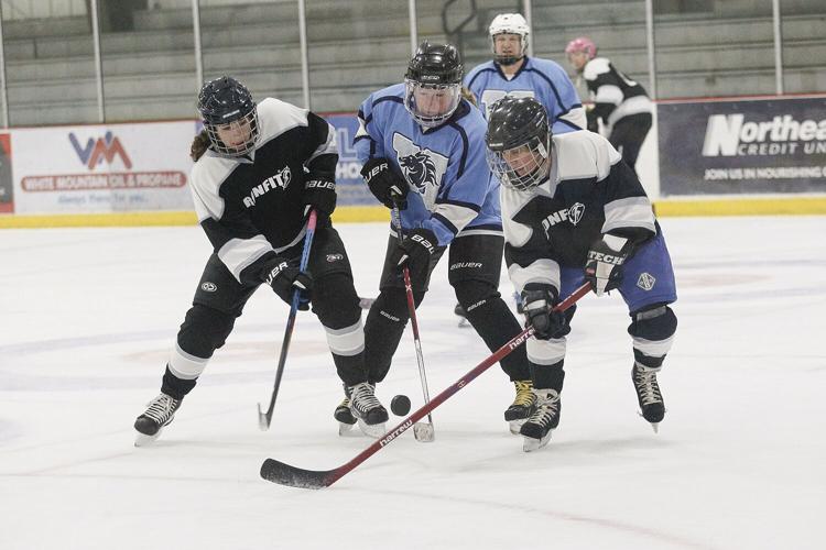 03-23-24 MWV Women's Hockey battle for puck