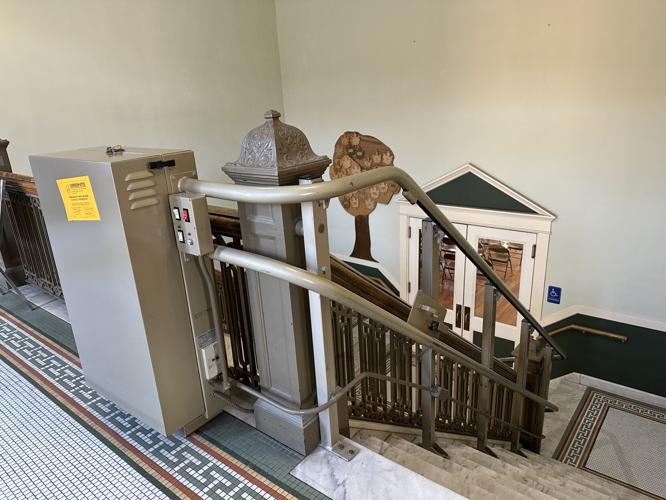 From the second floor inside Berlin City Hall, looking downward