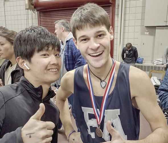 FA Boys Indoor Track - Arkie Baptista celebrates State Meet
