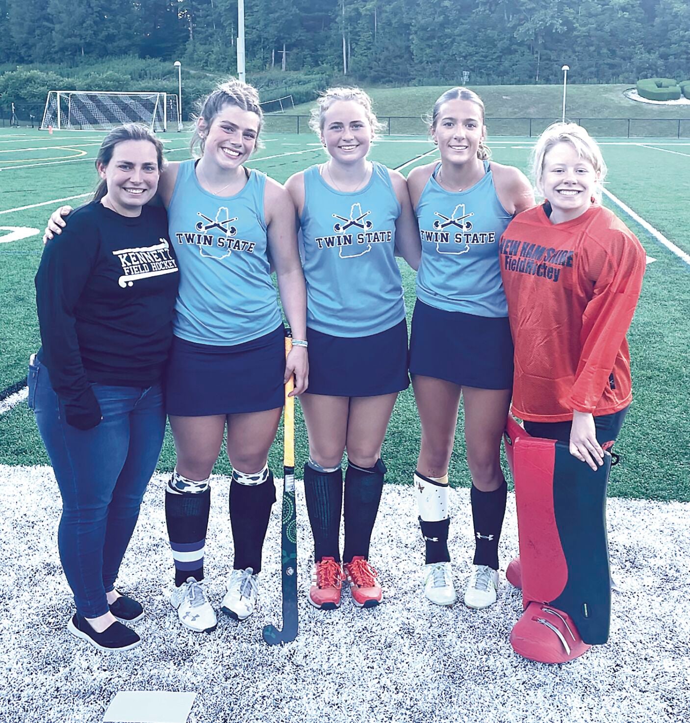 KHS Field Hockey - Twin State - Coach and four Eagles