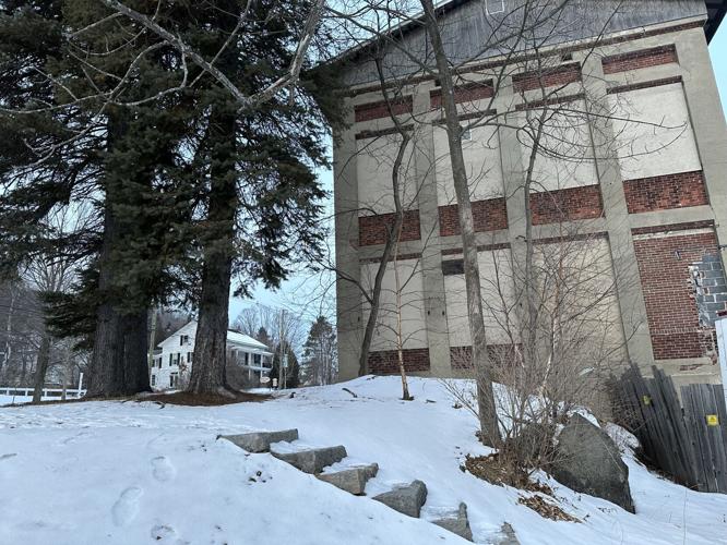 A side view of the unused Brown building