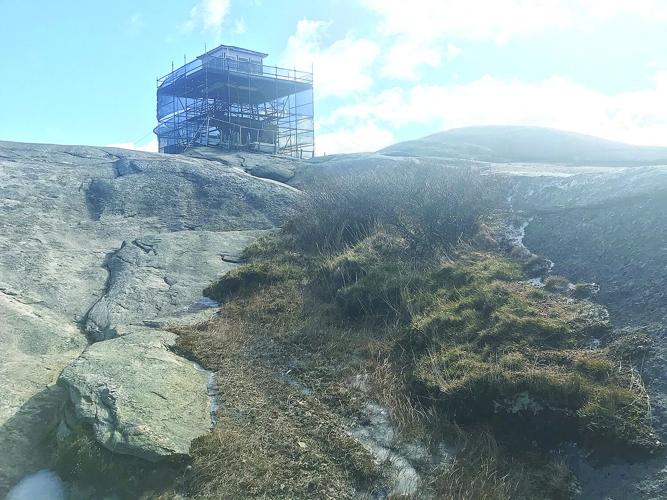 Hiking - fire tower on Mount Cardigan in scaffolding