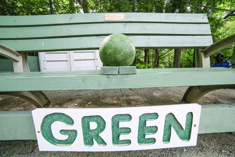 07-22-25 Bocce Club balls on bench horizontal
