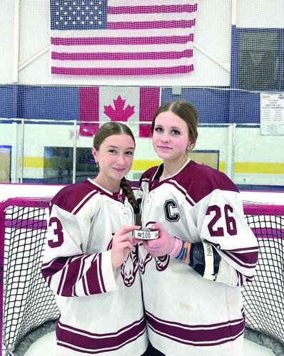 FA girls hockey - Carlin Galligan and Azalea Grant - 100 career points