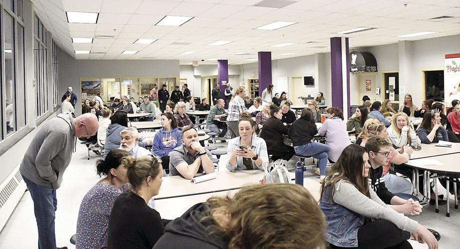 Conway School Board - closure vote - crowd in cafeteria