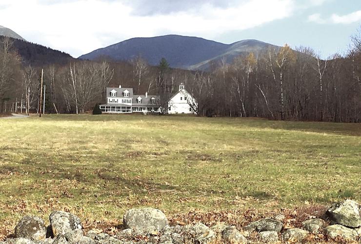 Wheel Family Fun - farmhouse across the fields and Carter Notch