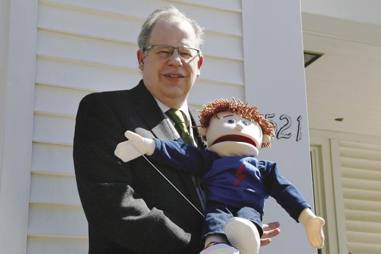 First Church of Christ John Hogue puppet outside