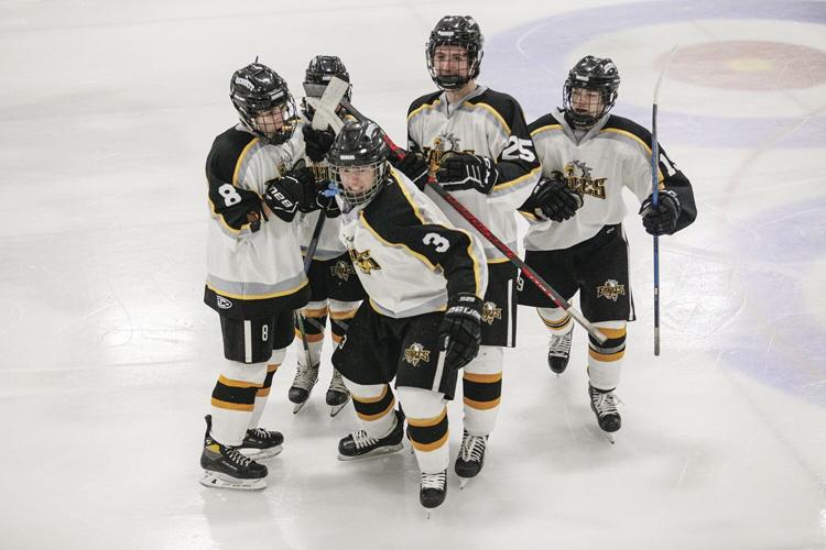 02-23-22 KHS Hockey laughland celebration after goal