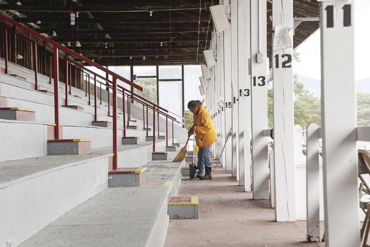 09-24-24 Fair Setup sweeping grandstands side