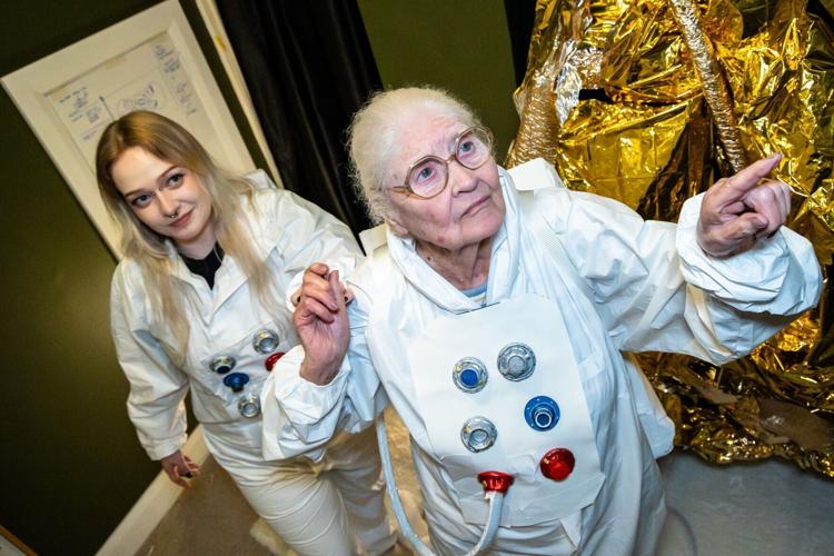Artist helps first women to walk on the moon – by turning her front room into the lunar surface filed with moon rock.