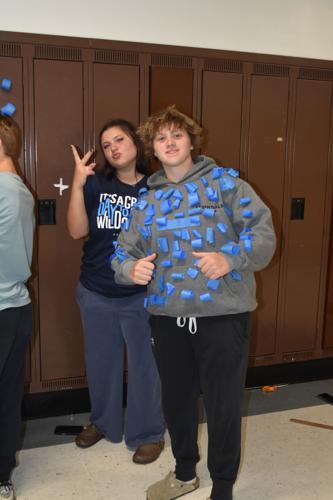 Berlin High juniors Jade Parent and Irelyn Bell take part in Homecoming prep