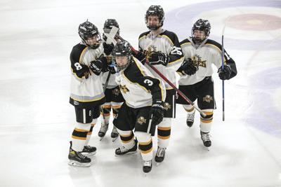 02-23-22 KHS Hockey laughland celebration after goal