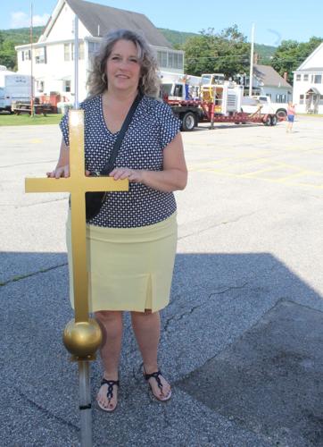 Bridget Goudreau with new cross