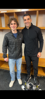 Mountaineer Dillon Boucher skates with Bruins legend