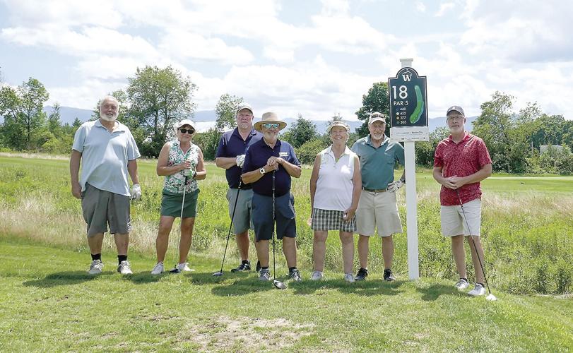Golf Column - Waumbek Golf Course - Bill Earle and a group on the 18th