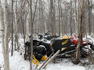 Snowmobile destroyed in Franconia crash