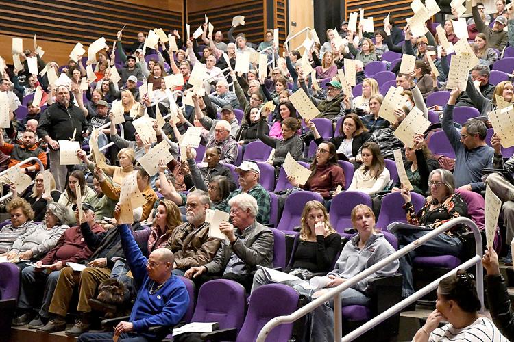 Conway School Disitrict Meeting - Crowd moving the question