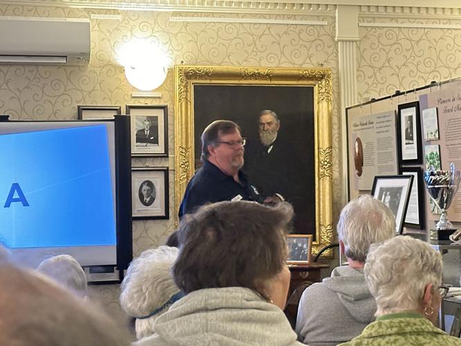 Bruce Bunnell speaks to guests on the Mount Washington Auto Road history