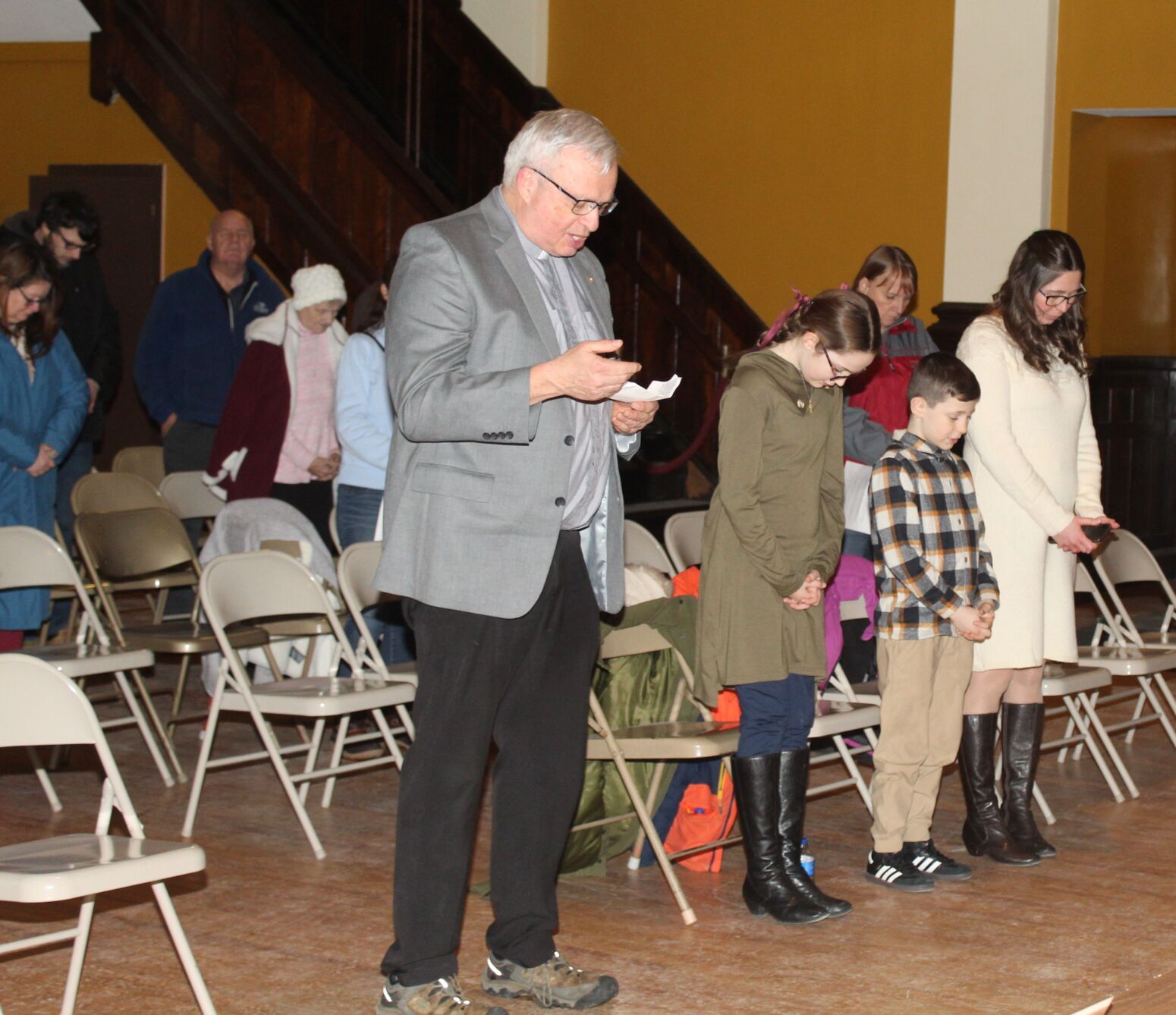 Deacon Mitch Couture offers a blessing during inauguration