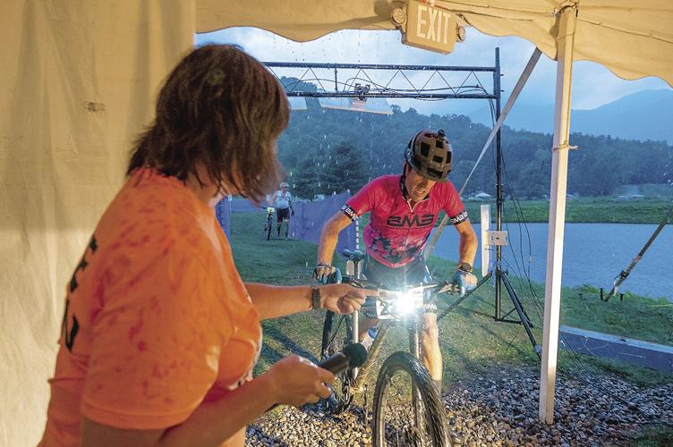 24 Hours of Great Glen - rider checks in in the rain