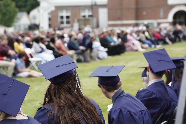 05-29-21 Fryeburg graduation caps with crowd