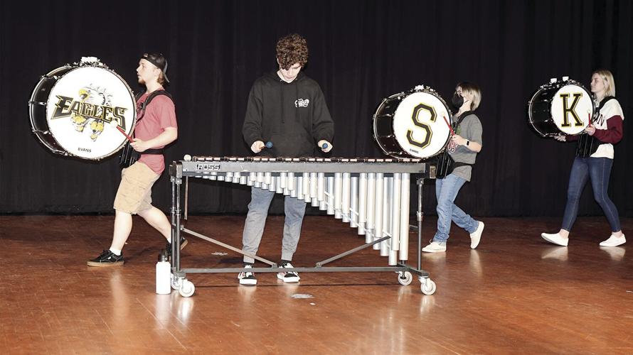 KHS Drumline - Quinn Barbin and bass drummers