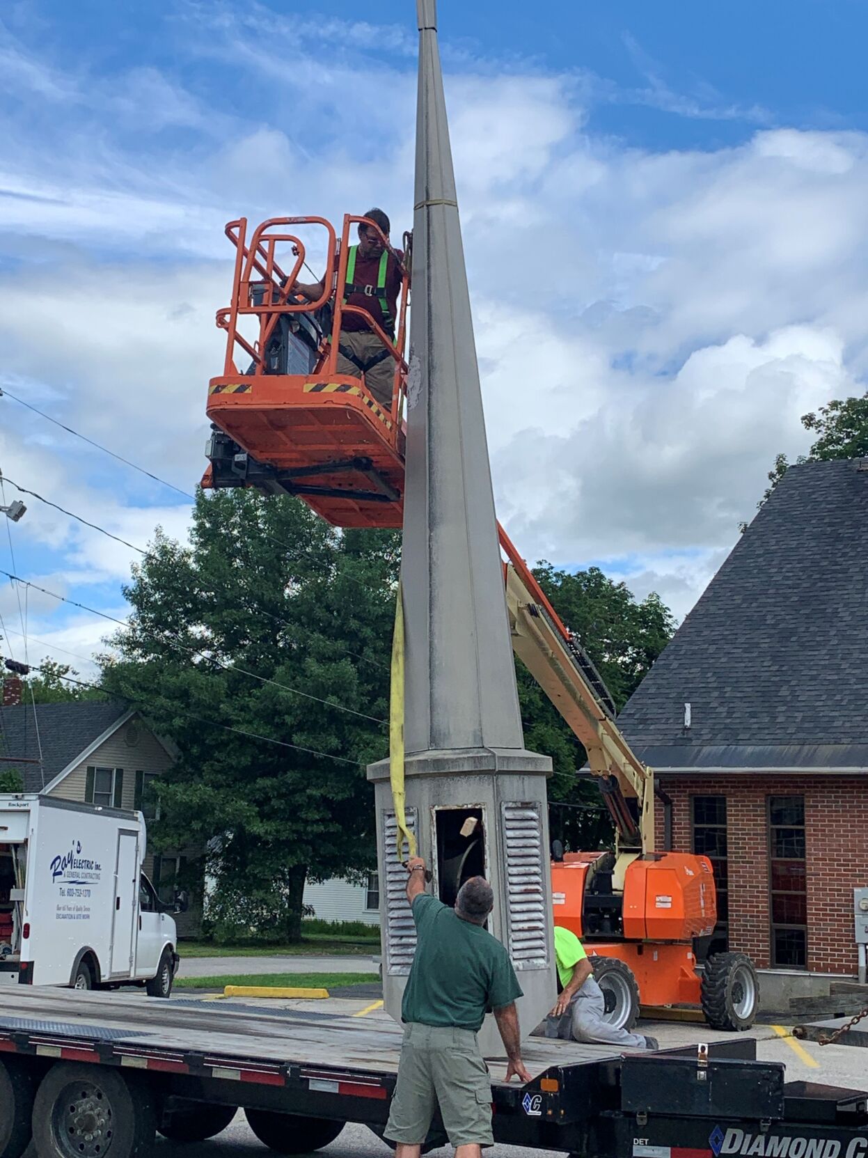 Preparing the steeple for removal