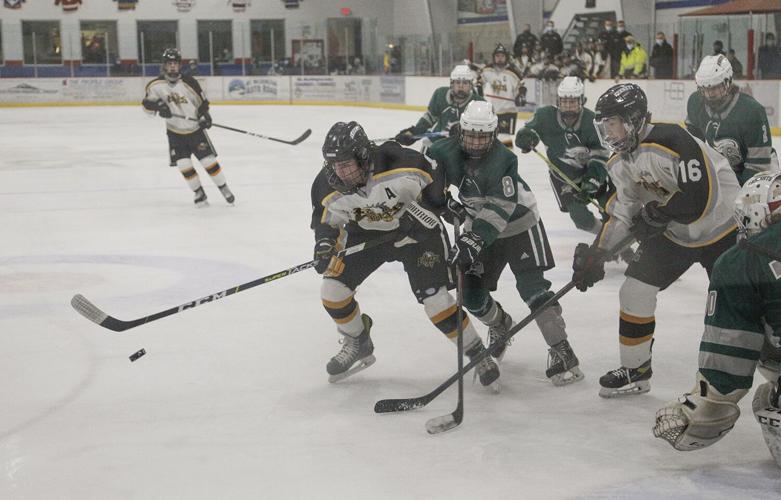 02-23-22 KHS Hockey seavey by net