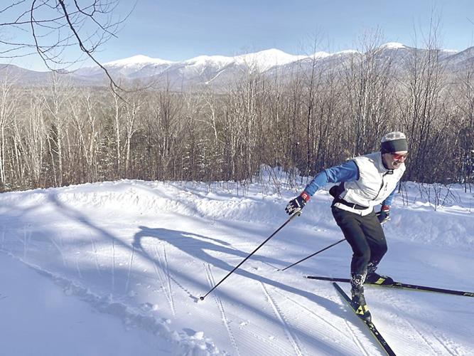 Nordic Tracks - A distant view of the snow-covered Presidentials