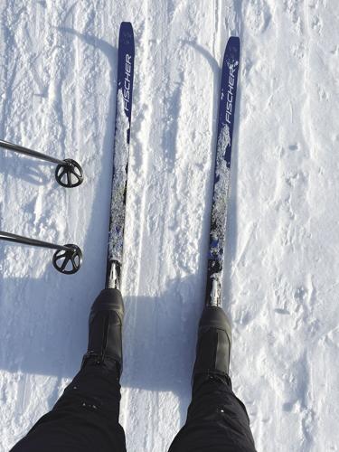 Rachel shot of nordic skis
