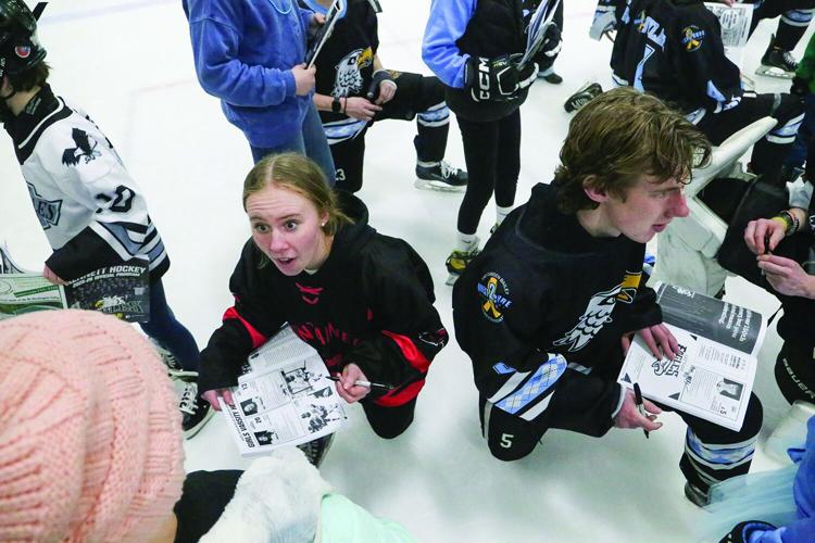 02-14-26 KHS Hockey Fights Cancer skate zipf sibilings