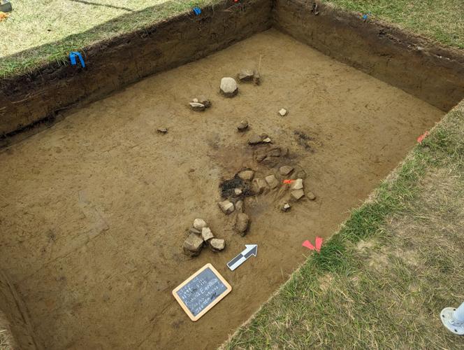 A view of an excavation block from the dig at Mollidgewock State Park