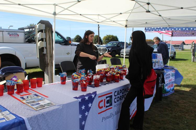Representing Capone Iron Works in Berlin is Hannah Turgeon at a career expo