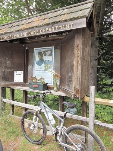 Wheel Family Fun - kiosk at the entrance to Thorne Pond Conservation Area