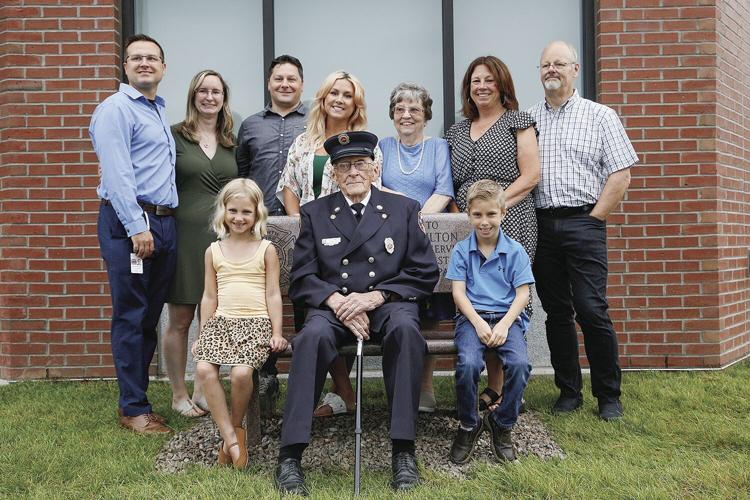 8-12-23 WEEK IN REVIEW - Dale Hamilton Retirement bench with family
