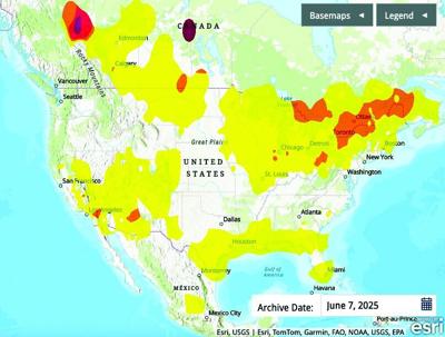 Air quality map for Sunday, June 8, 2025