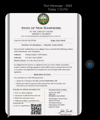 Example of new scam coming via text message