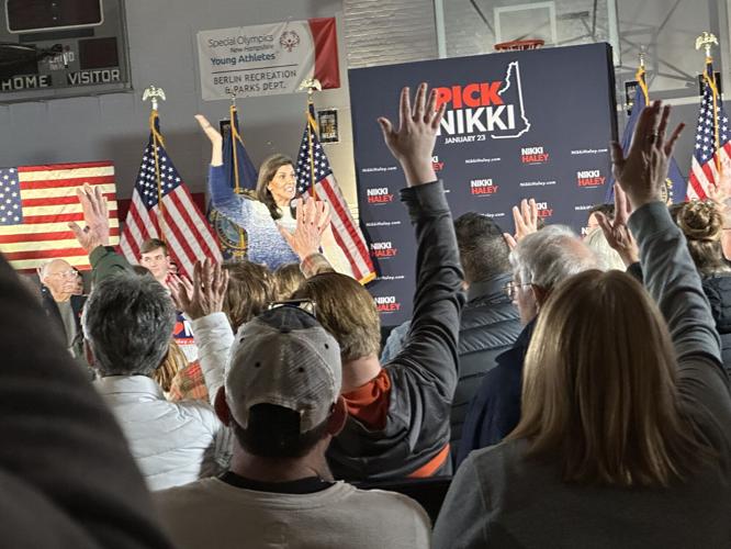 GOP presidential candidate Nikki Haley prepares to answer audience questions