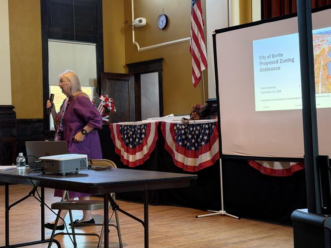 Judi Barrett of Barrett Planning LLC explains proposed zoning ordinance updates for Berlin