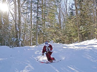 skiing santa