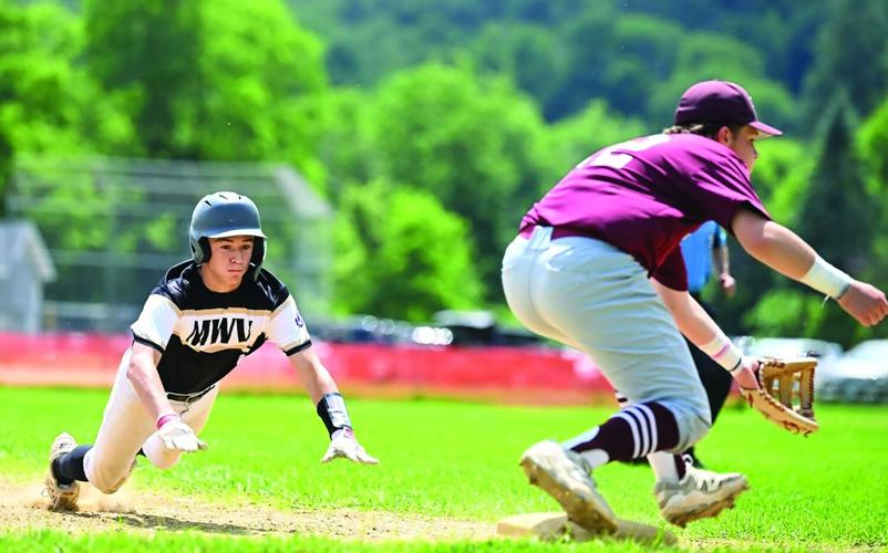 MWV U16 Babe Ruth baseball - Mason Moss slidding