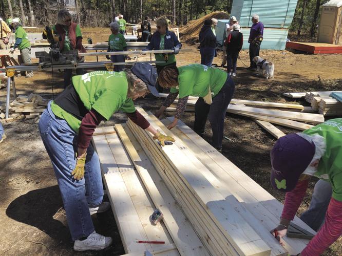 Karen Umberger helps to build a Habitat house Women Build Day