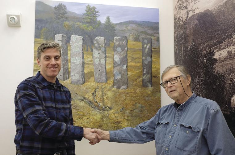 2-8-19 ERNIE BROWN GIVS PAINITING TO CONWAY LIBRARY