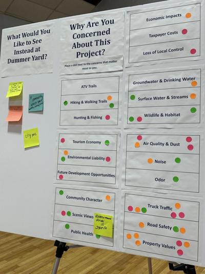 Attendees at a June 4 meeting of ACT-Berlin show their thoughts on a landfill cleanup