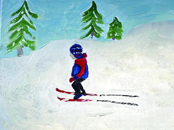 Nordic Tracks - preparing for the first ski - Iver Minnich painting