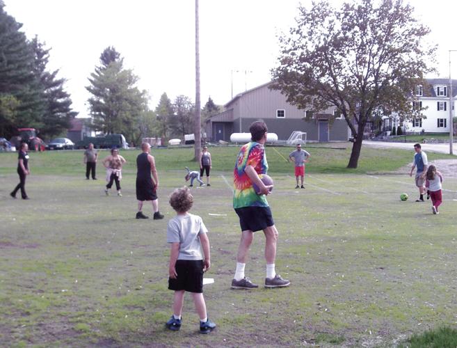 And the Game is On!  Berlin Rec. Kickball, 2018 Parents vs. Kids.JPG