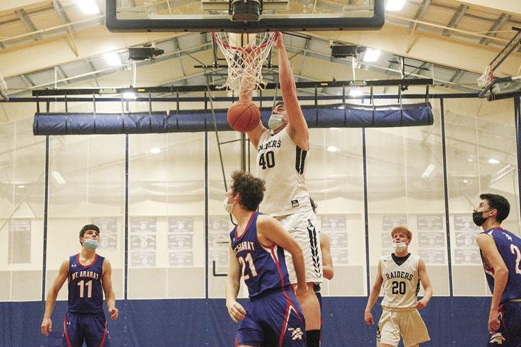 2-15-22 FA boys hoop - Will Hallam dunk