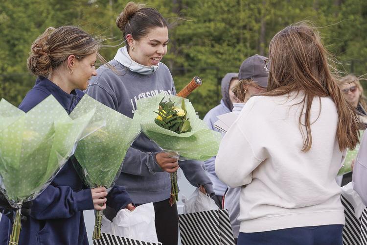 05-17-23 KHS Girls Tennis seniors getting gifts