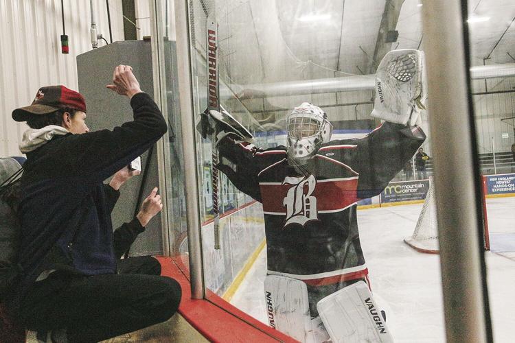 12-14-22 KHS-Berlin Hockey berlin goalie celebrating